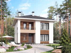«Ладога» - проект двухэтажного дома из газобетона, в современном стиле, с террасой, отличная планировка