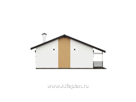 "Золотые поля" - проект одноэтажного дома, планировка мастер спальня и две детских, с террасой и двускатной крышей - превью фасада дома
