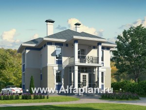 «Аристократ» - проект современного двухэтажного дома с террасой и балконом, в стиле модерн