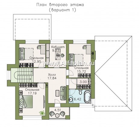 «Страйк» - проект двухэтажного дома с открытой планировкой, мастер спальня, с гаражом на 1 авто - превью план дома