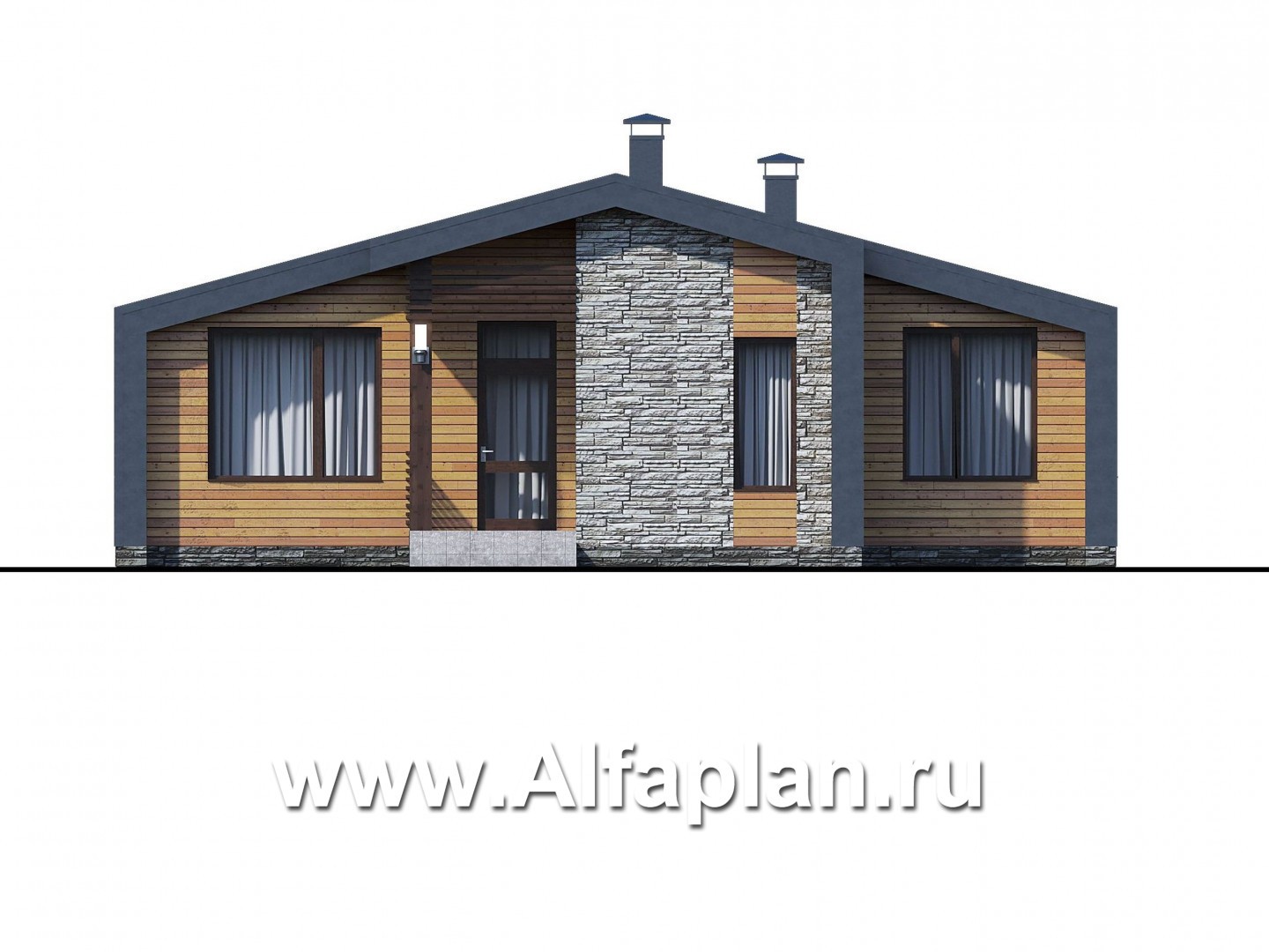 Проекты домов Альфаплан - «Альфа» - каркасный коттедж с фальцевыми фасадами - изображение фасада №1