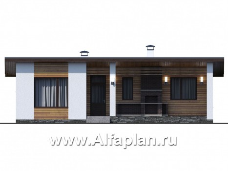 Проекты домов Альфаплан - «Бета» - каркасный дом с односкатной кровлей - превью фасада №1