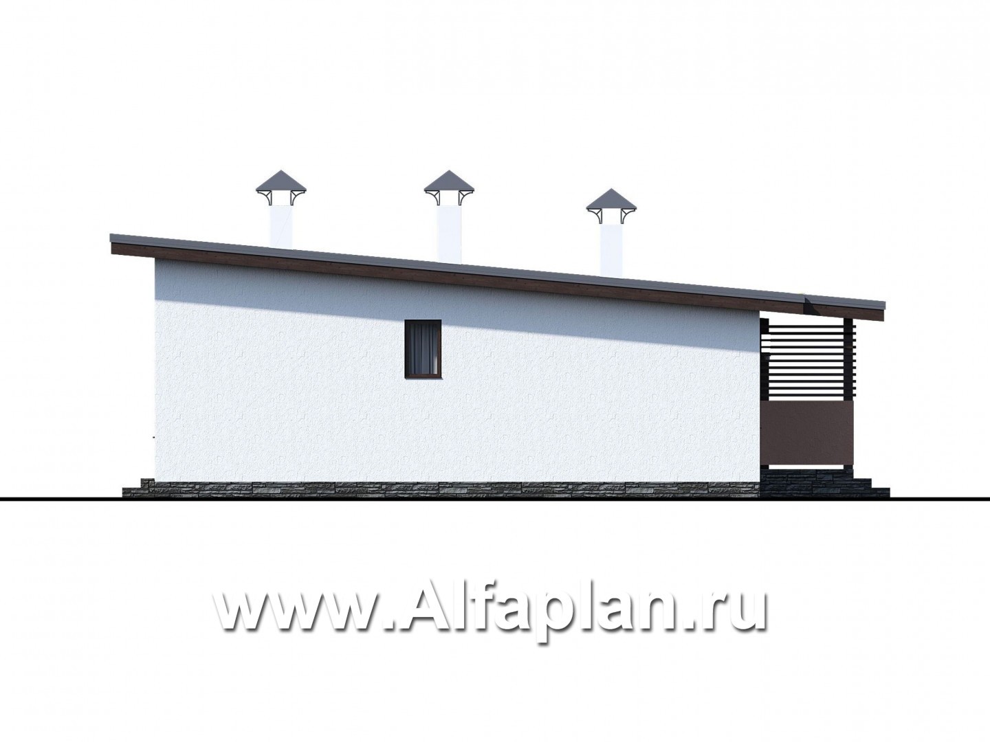 Проекты домов Альфаплан - «Зита» - просторный коттедж в один этаж с сауной и джакузи - изображение фасада №2