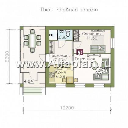 Проекты домов Альфаплан - Проект гостевого кирпичного дома - превью плана проекта №1