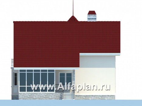 «Висбаден» - проект двухэтажного коттеджа из газобетона, планировка с эркером - превью фасада дома