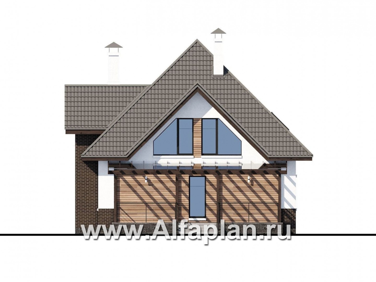 Проекты домов Альфаплан - «Капелла» - современный мансардный дом - изображение фасада №4