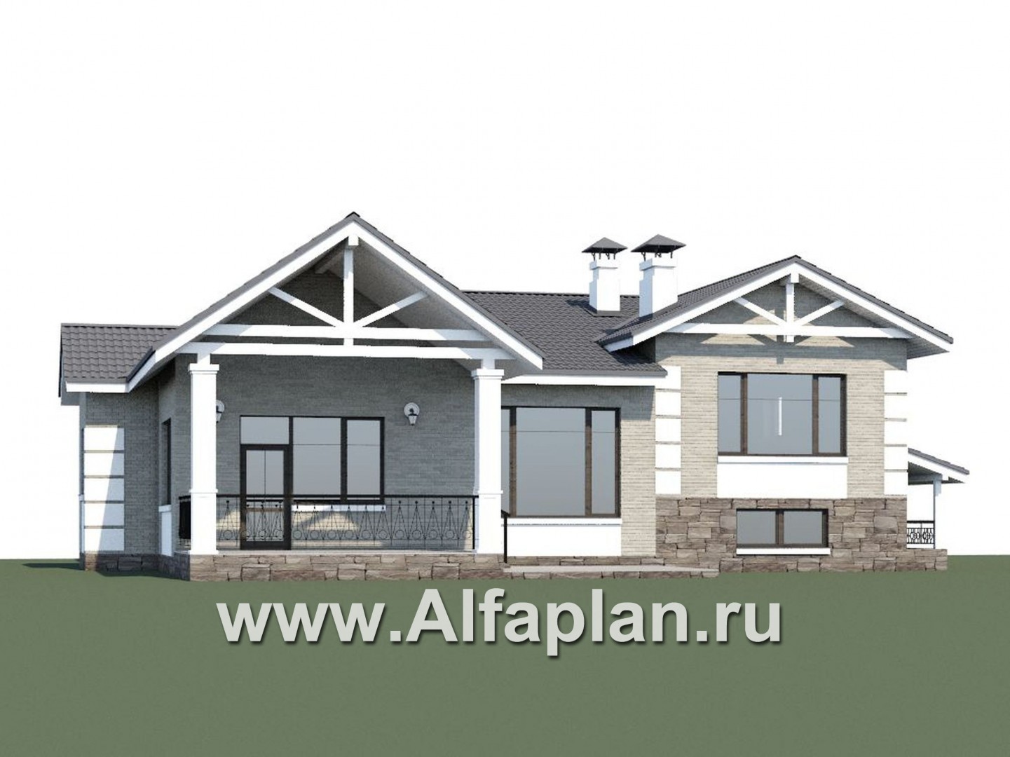 Проекты домов Альфаплан - «Тайный советник» - полутораэтажный коттедж с небольшим цоколем - дополнительное изображение №1