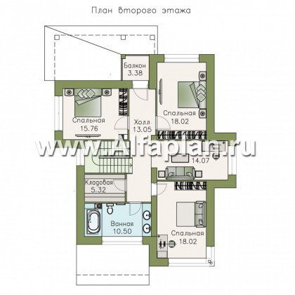 «Эридан» - красивый проект двухэтажного дома, с террасой, в современном стиле - превью план дома