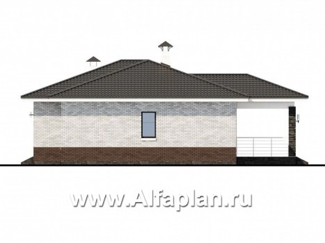 «Наяда» - проект одноэтажного дома из газобетона, с террасой, в современном стиле - превью фасада дома