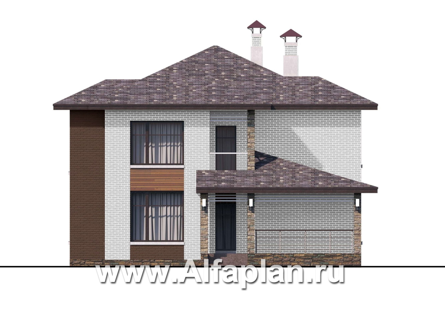 Проекты домов Альфаплан - «Эридан» - современный стильный дом с двусветной гостиной - изображение фасада №4