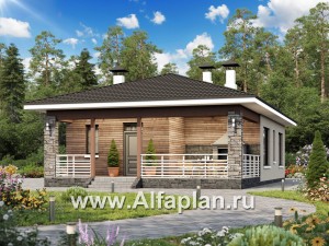 Проекты домов Альфаплан - «Мелета» - уютный одноэтажный дом с тремя спальнями - превью основного изображения