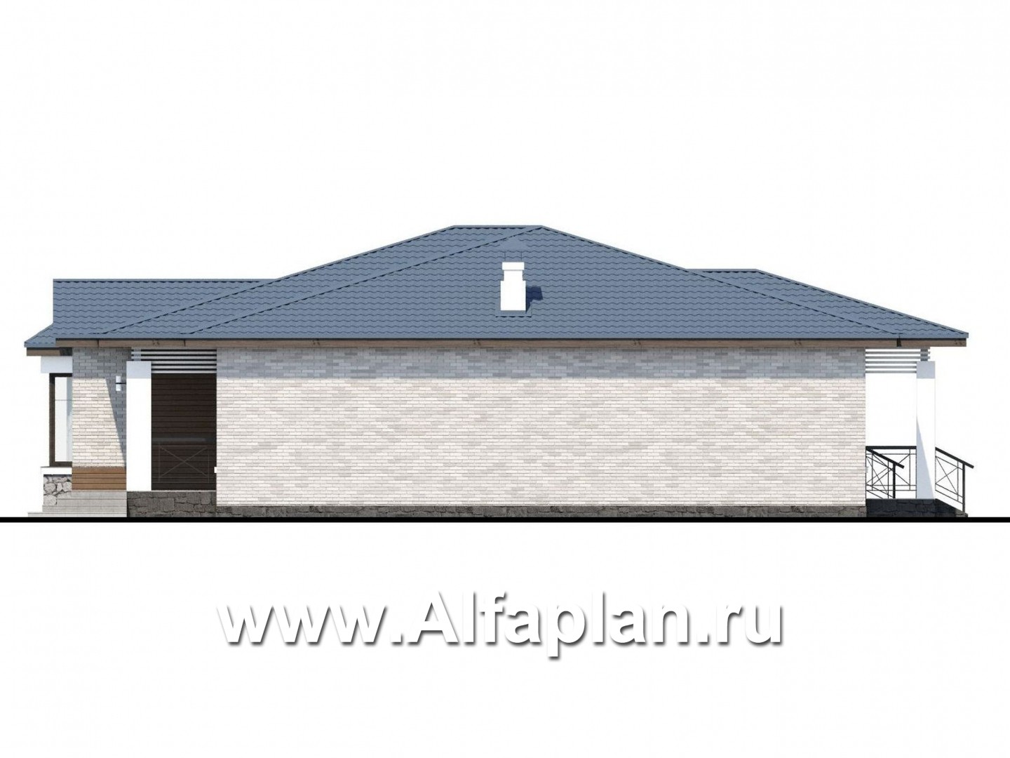 Проекты домов Альфаплан - «Калипсо» - комфортабельный одноэтажный дом  с вариантами планировки - изображение фасада №2