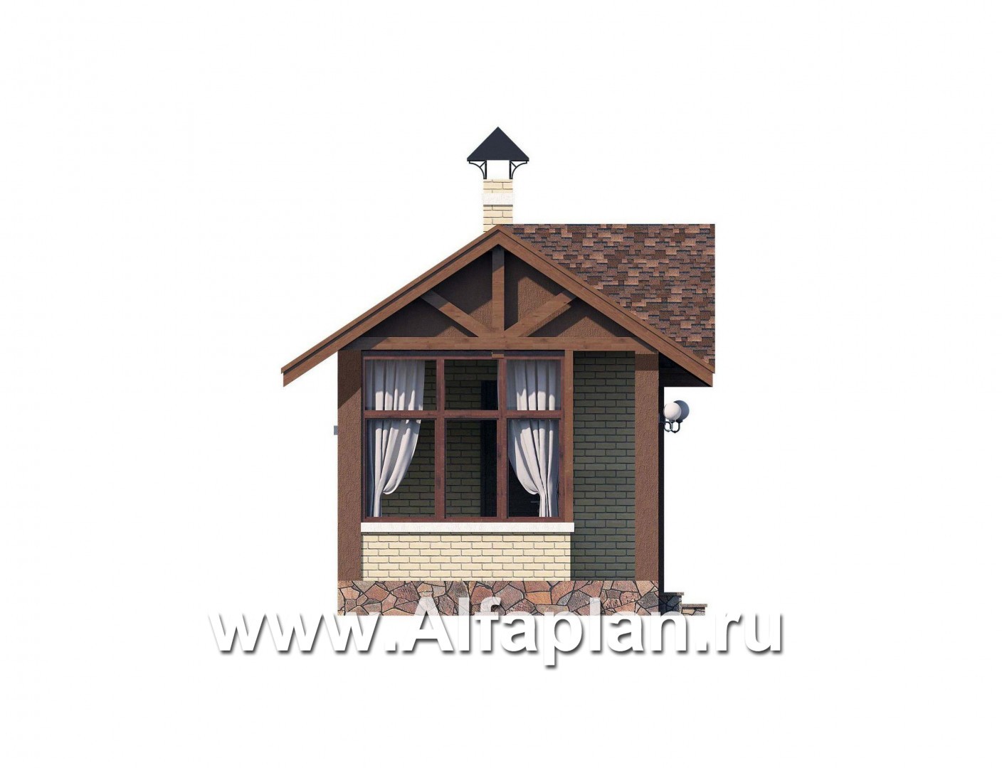 Проекты домов Альфаплан - Дом для отдыха (баня) для небольшого  участка - изображение фасада №3