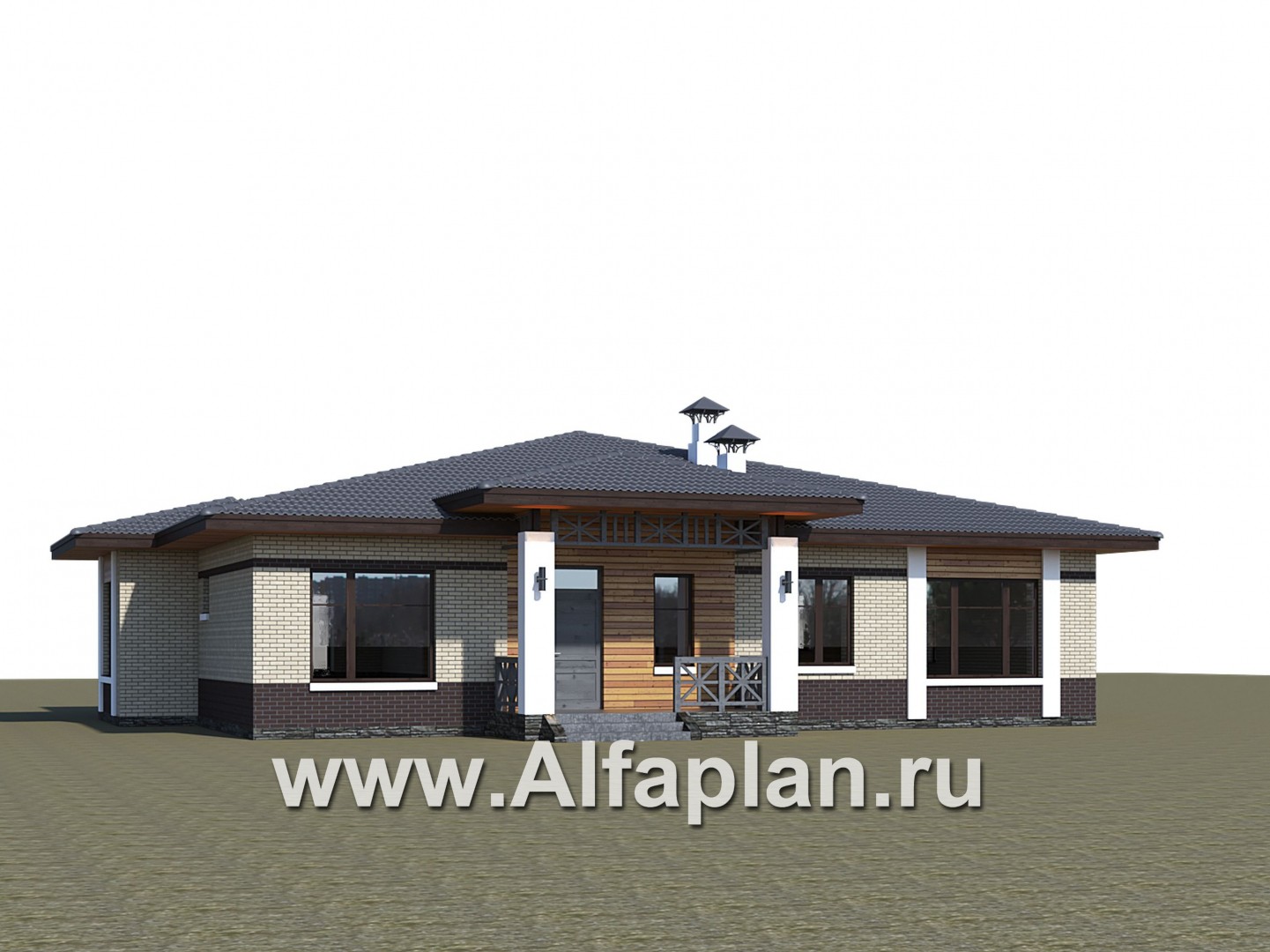 Проекты домов Альфаплан - «Аризона» - уютный одноэтажный дом с террасой - дополнительное изображение №1