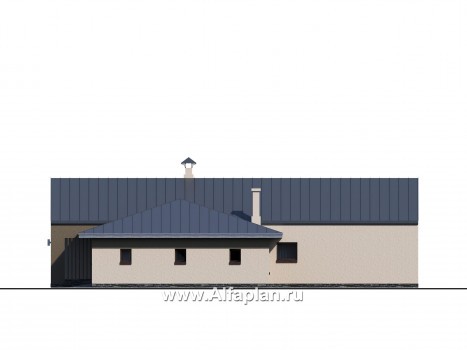 Проекты домов Альфаплан - «Аркада» - современный одноэтажный дом с террасой и большим гаражом - превью фасада №4