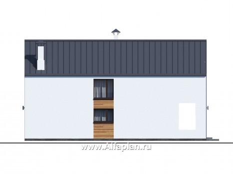 «Барн» - проект дома с мансардой, современный стиль барнхаус, с сауной, с террасой и балконом - превью фасада дома
