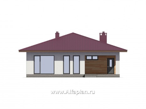 Проекты домов Альфаплан - Проект современного одноэтажного дома - превью фасада №3