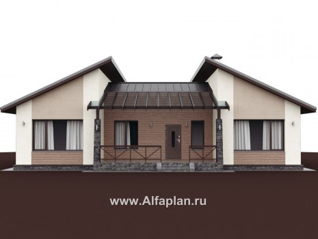 Проекты домов Альфаплан - «Стрельна» - одноэтажный дом с четырьмя комнатами и террасой - превью дополнительного изображения №2