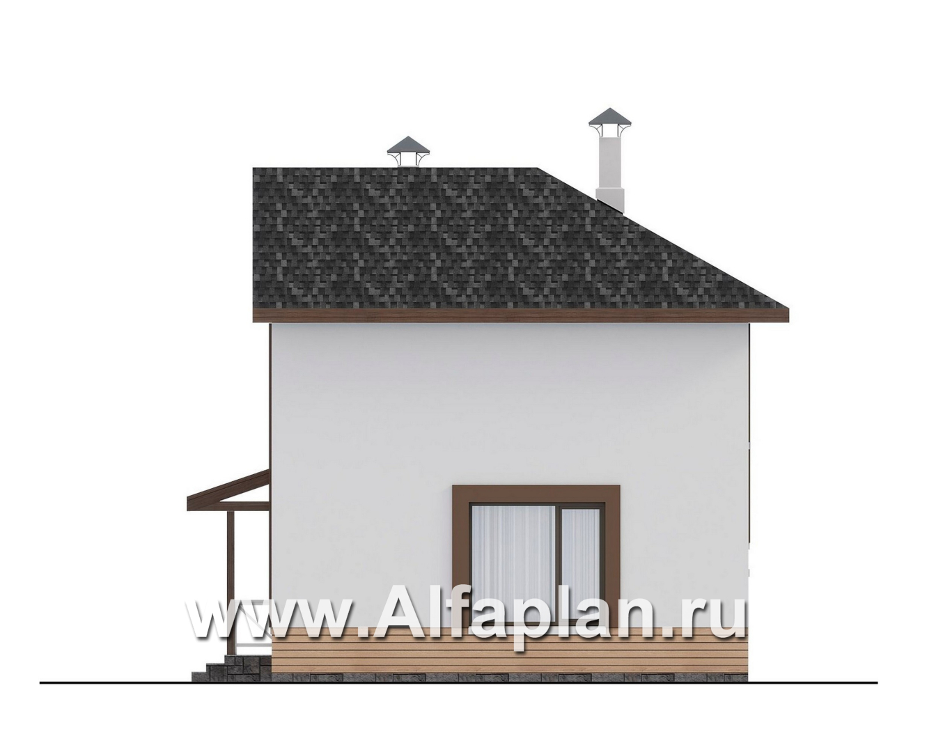 Проекты домов Альфаплан - "Бессер" - проект рационального каркасного дома, строить быстро, жить - удобно - изображение фасада №2