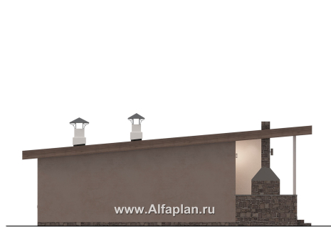 Проекты домов Альфаплан - "Талисман" - проект одноэтажного дома с односкатной кровлей - превью фасада №3