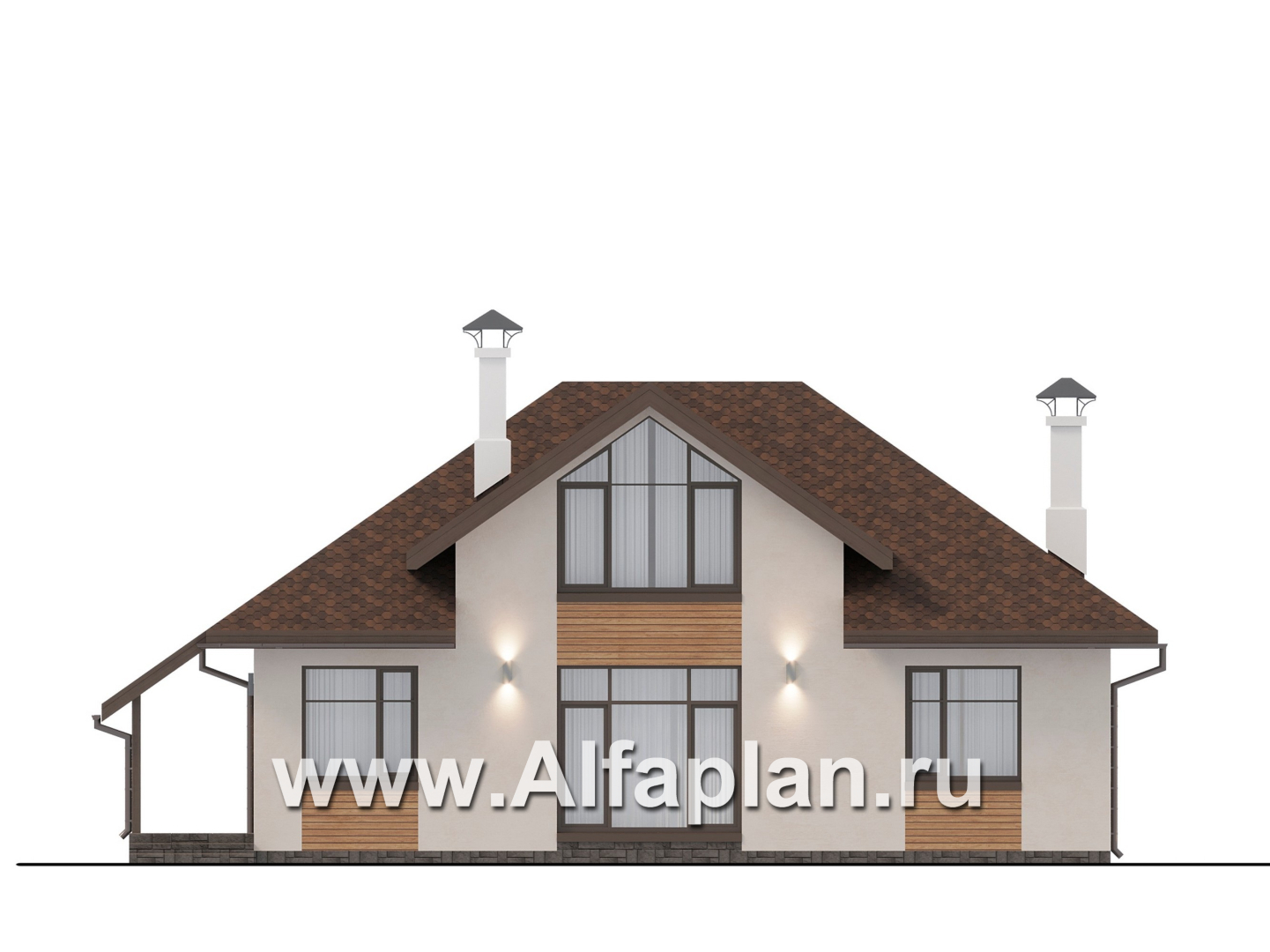 Проекты домов Альфаплан - "Тигода" - компактный простой дом с мансардой - изображение фасада №1