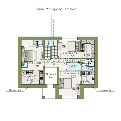 «Кассиопея» - проект дома с мансардой, с рациональной планировкой - превью план дома