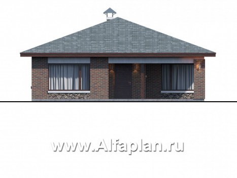 Проекты домов Альфаплан - «Сислей» - современный одноэтажный дом - превью фасада №1