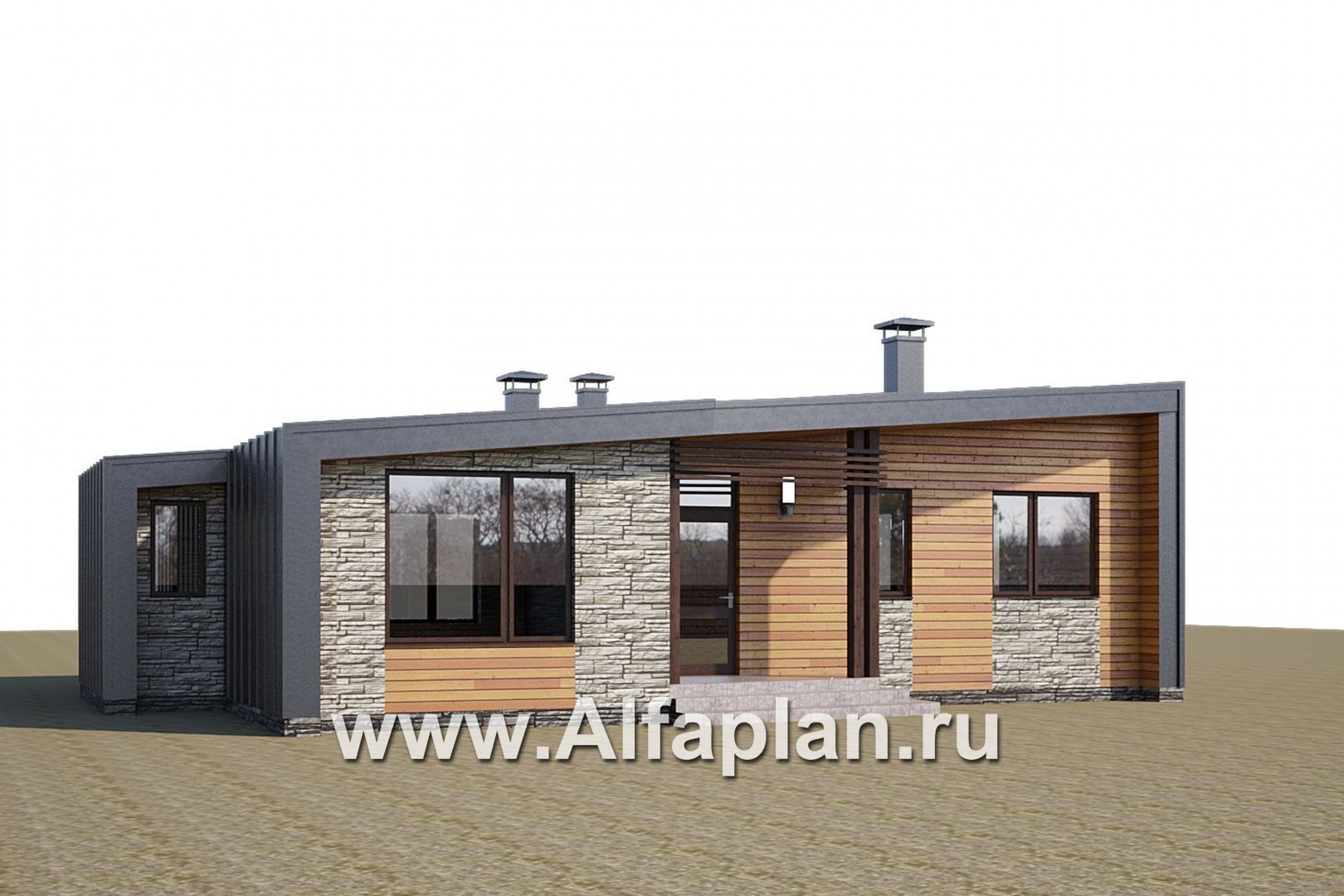 Проекты домов Альфаплан - «Дельта» - современный коттедж с фальцевыми фасадами - дополнительное изображение №1