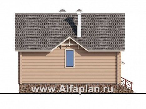 «АльфаВУД» - проект деревянного дома с мансардой, из клееного бруса, с сауной и спортзалом в цокольном этаже - превью фасада дома