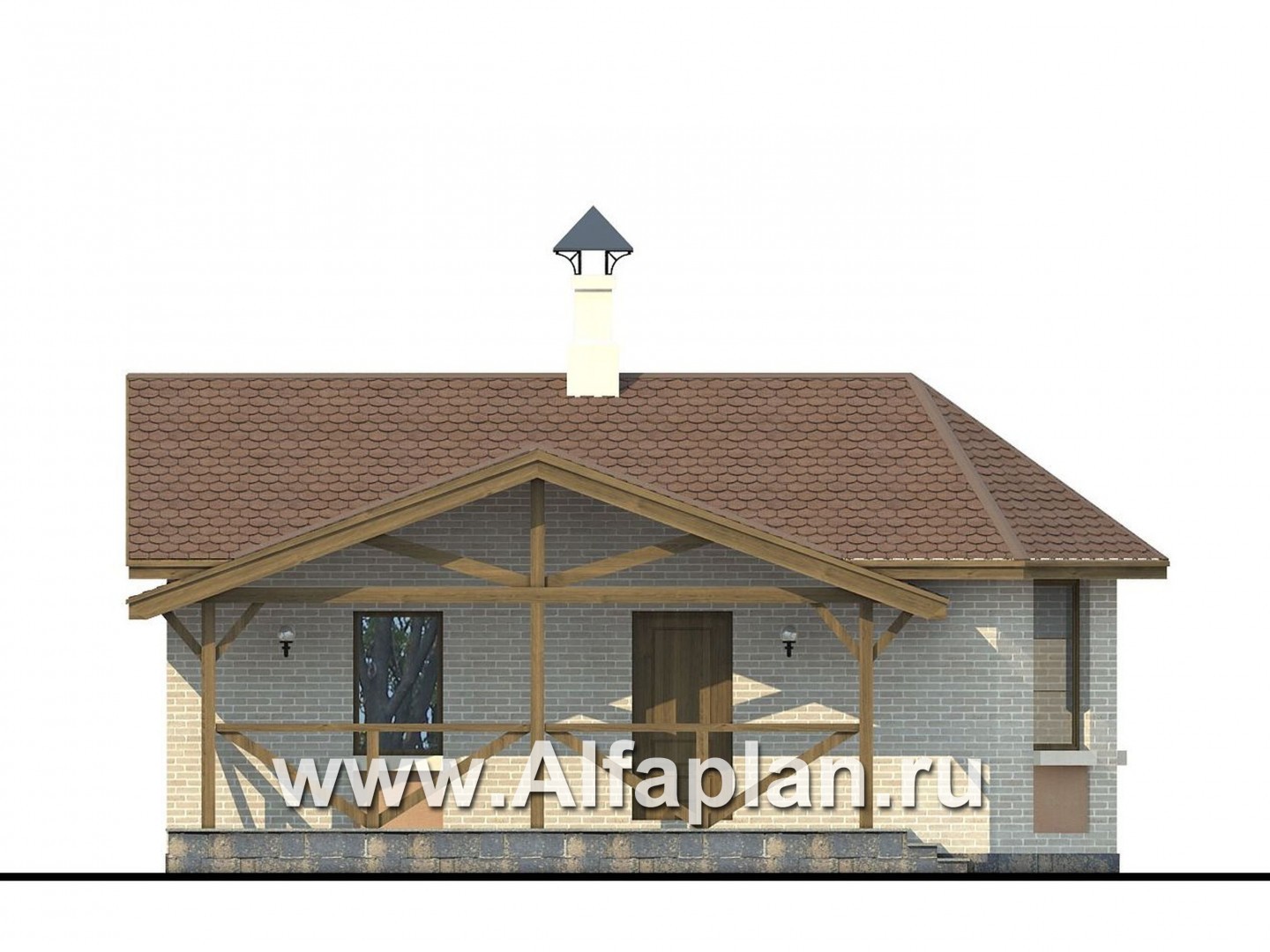 Проекты домов Альфаплан - Маленькая баня из газобетона для маленького участка - изображение фасада №3