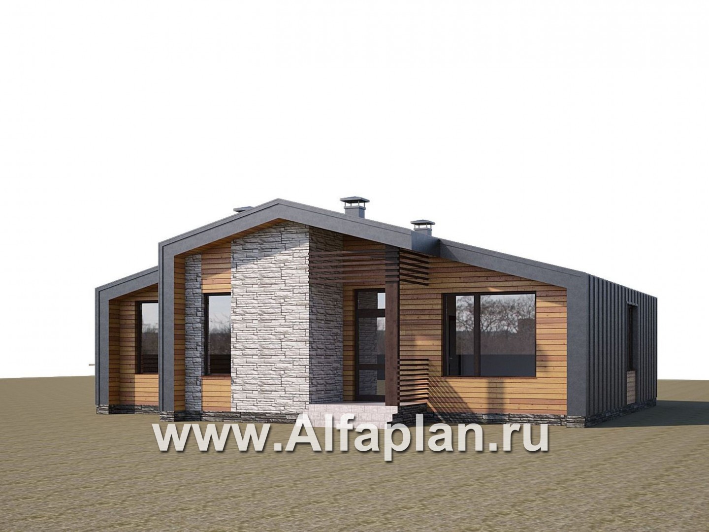 Проекты домов Альфаплан - «Альфа» - каркасный коттедж с фальцевыми фасадами - дополнительное изображение №1