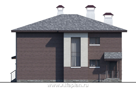 «Республика» - проект двухэтажного дома из газобетона, с террасой, мастер спальня, в современном стиле - превью фасада дома