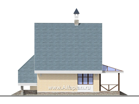 «Шесть соток» - проект дома с мансардой, с террасой - превью фасада дома
