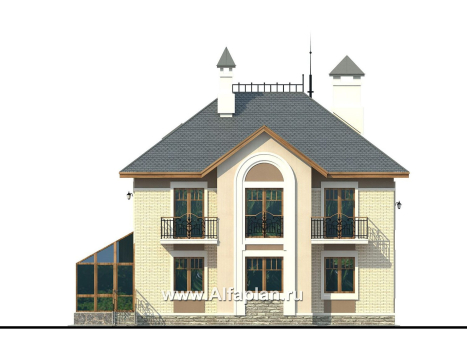 «Разумовский» - проект двухэтажного дома, с террасой, со вторым светом - превью фасада дома