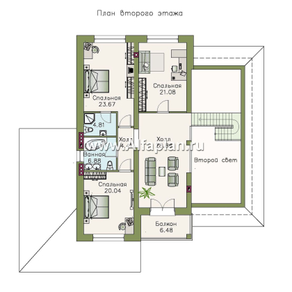 «Тургенев» - проект дома в классическом стиле с террасой и с гаражом - превью план дома
