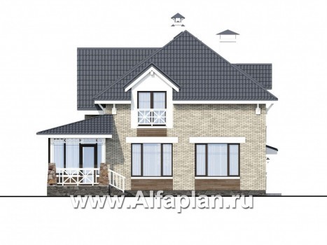 Проекты домов Альфаплан - «Медея» - компактный дом с верандой на главном фасаде - превью фасада №2
